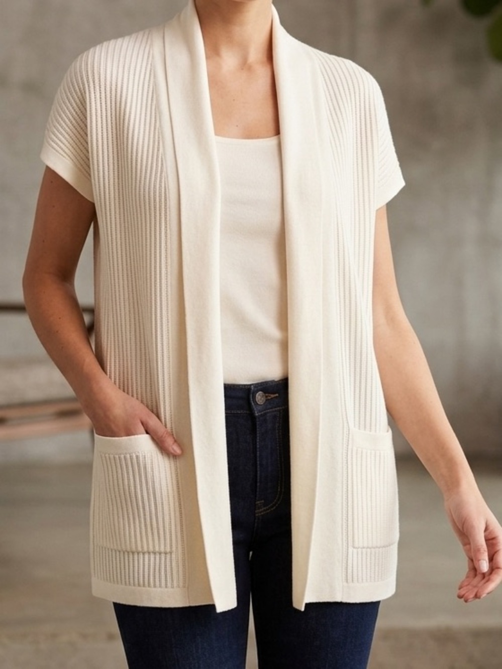 Banana Republic Short-Sleeve Open Cardigan